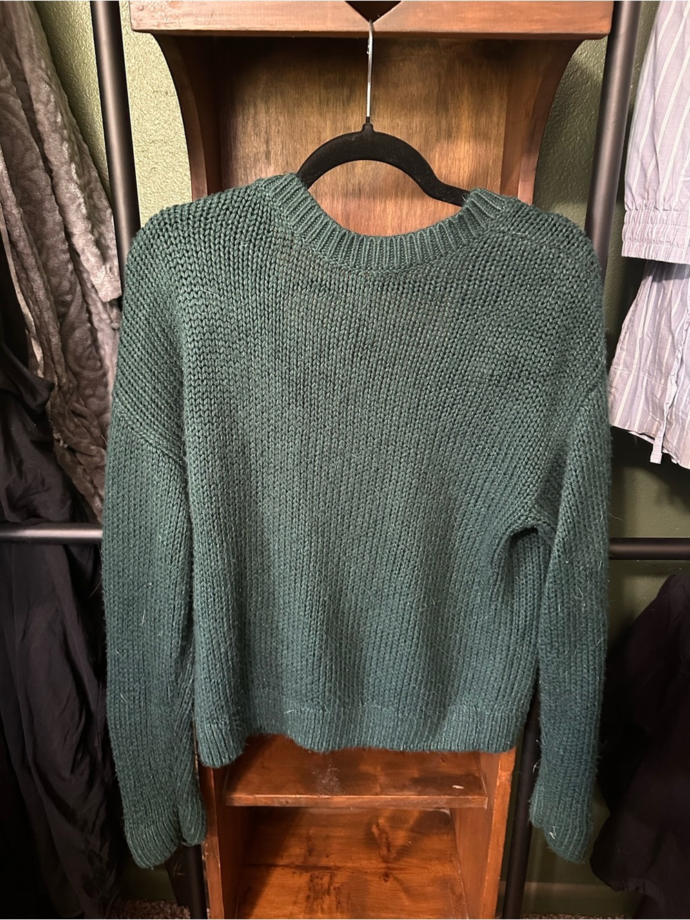 PINK Victoria's Secret Men's Crewneck Sweater in Dark Green